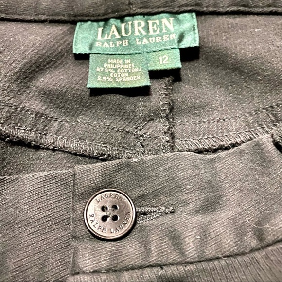 LAUREN Ralph Lauren Black Cotton Twill Pants Size 12 Work Office Business Casual - Picture 6 of 11